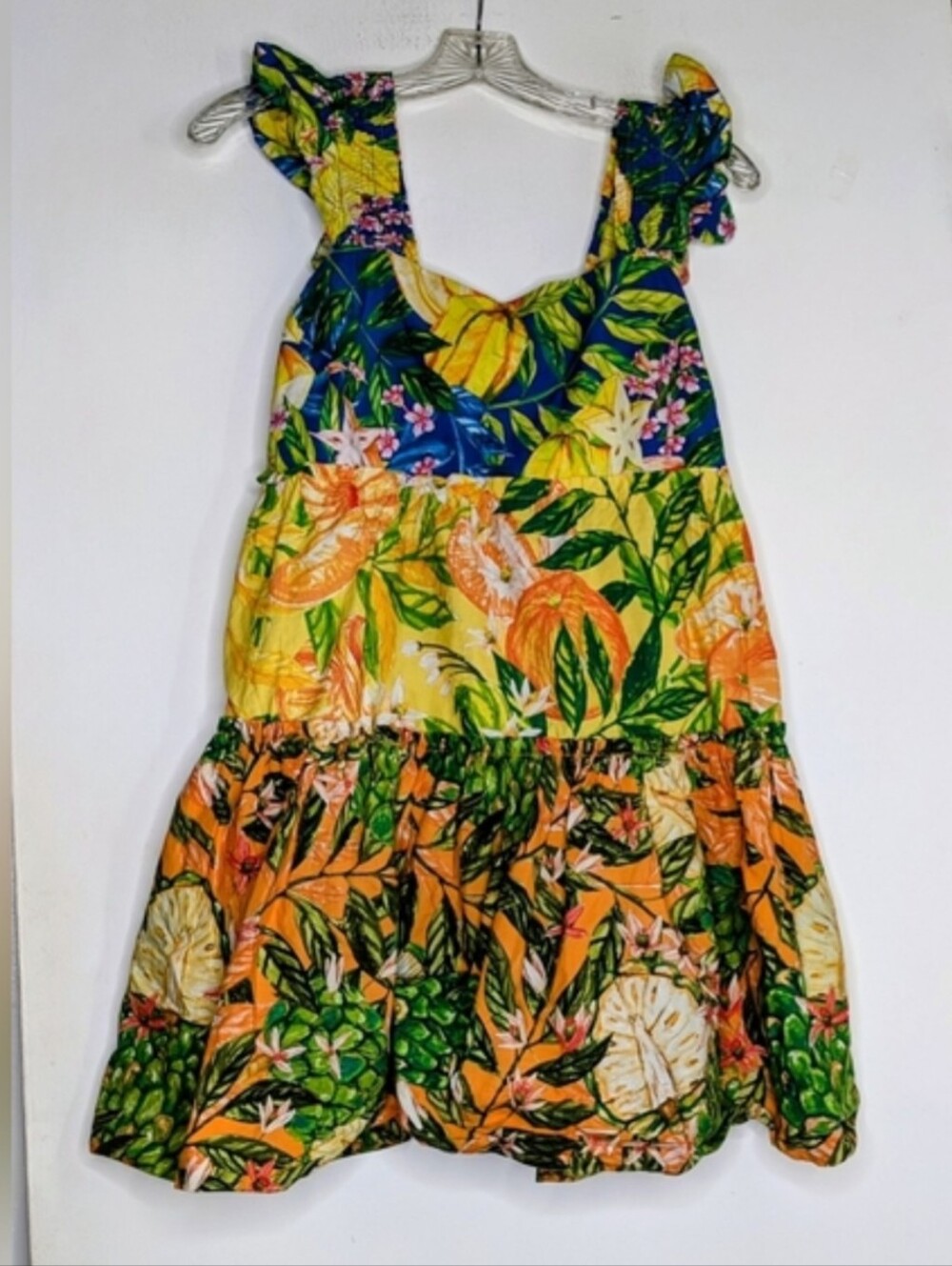 FARM RIO Caipirinha Tiered Cotton Colorful Printed Mini Dress size medium